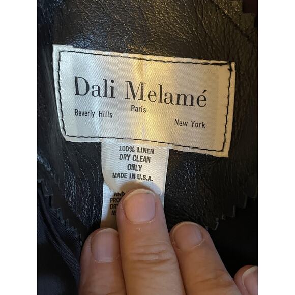 Vintage‎ Western Bolero Jacket Womens M Black Linen Leather Embellished 80s USA - Picture 6 of 11